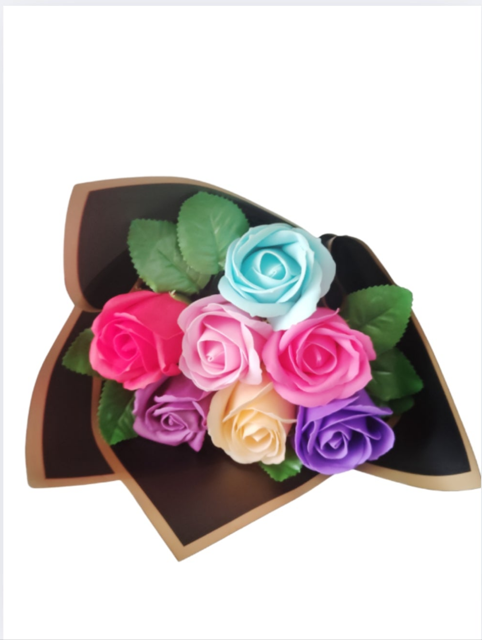 BOUQUET MULTICOLORES 7 ROSES DE SAVONS