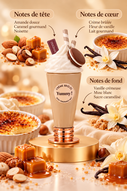 Crème Brûlée Yummy – Brume Parfumée Vanille, Caramel & Crème Gourmande