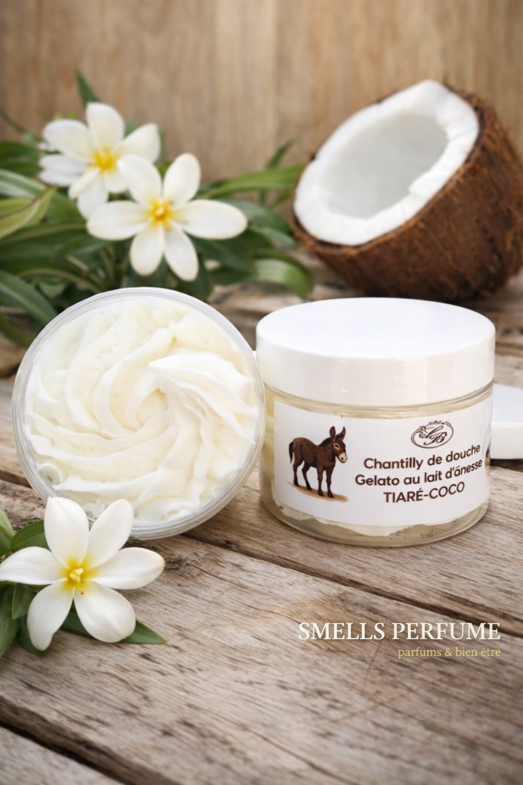 🌸 Tiaré & Coco – Chantilly de Douche au Lait d’ânesse