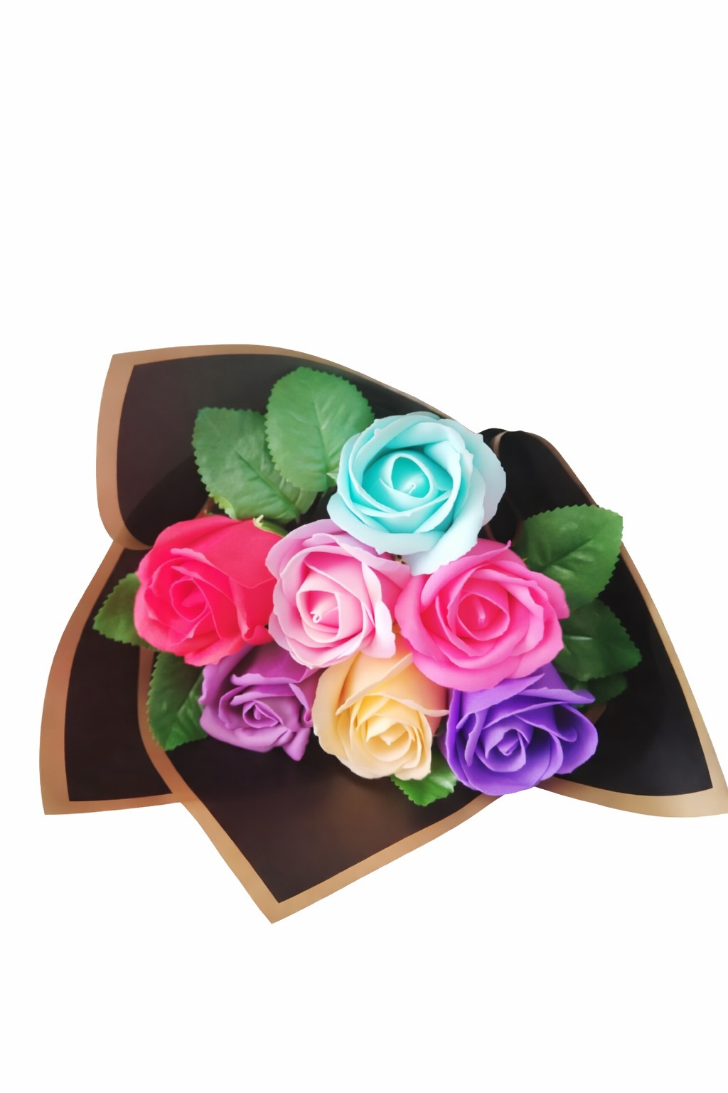 BOUQUET  MULTICOLORES 7 ROSES DE SAVONS